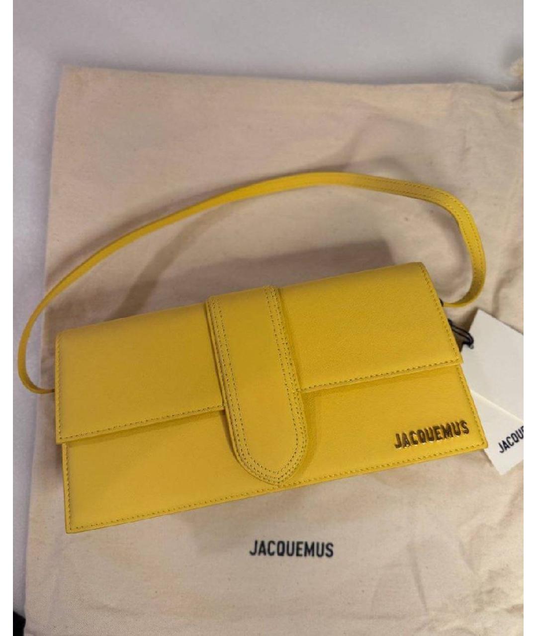 JACQUEMUS Желтая кожаная сумка через плечо, фото 5
