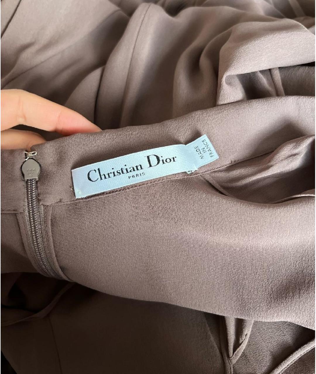 CHRISTIAN DIOR Коричневое хлопковое повседневное платье, фото 3
