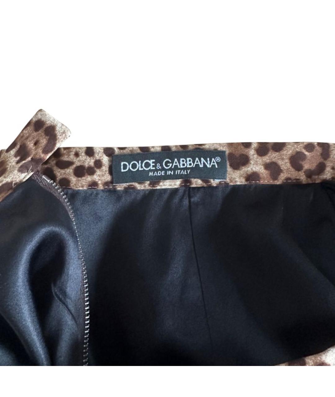 DOLCE&GABBANA Коричневая шелковая юбка миди, фото 2