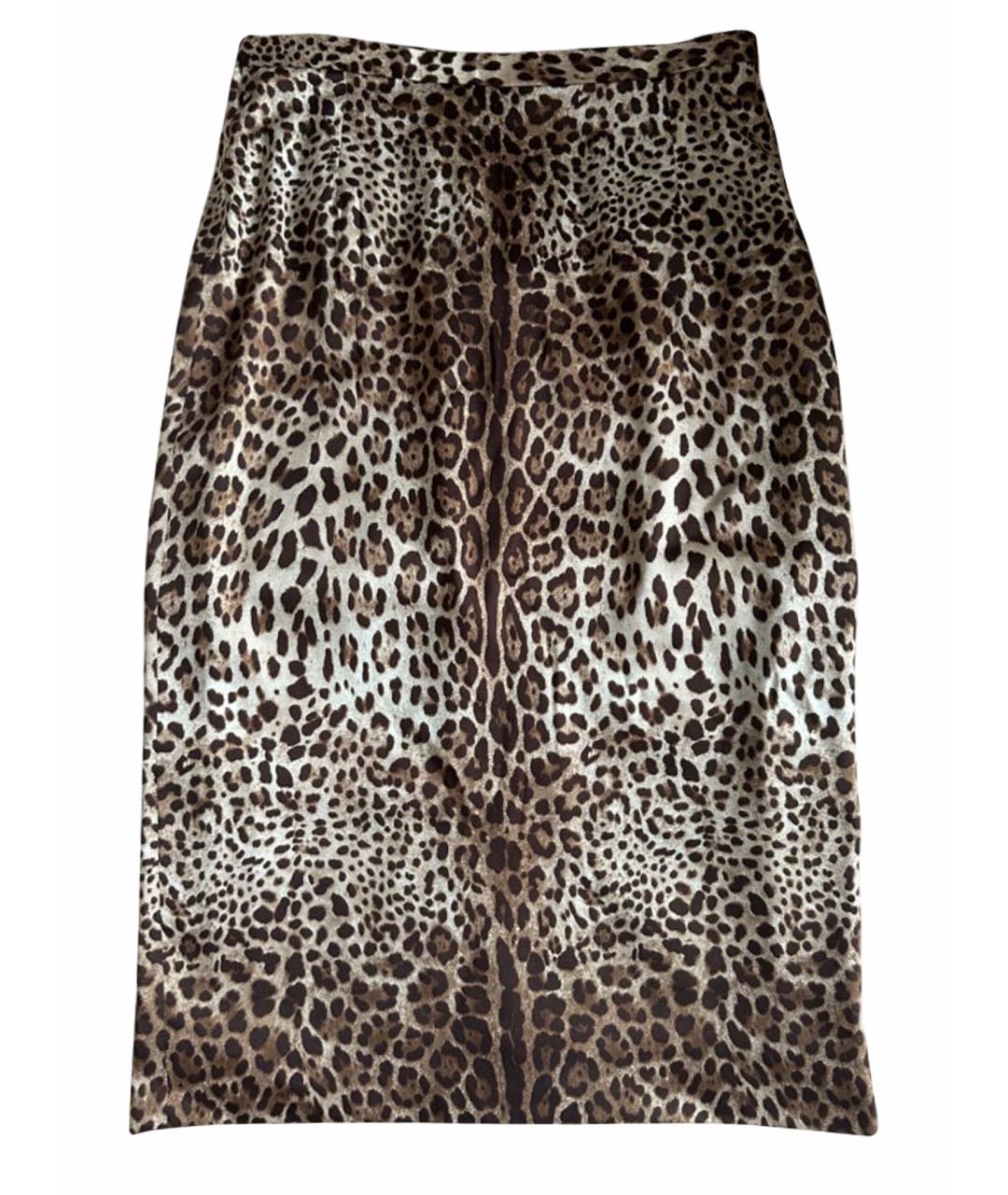 DOLCE&GABBANA Коричневая шелковая юбка миди, фото 1