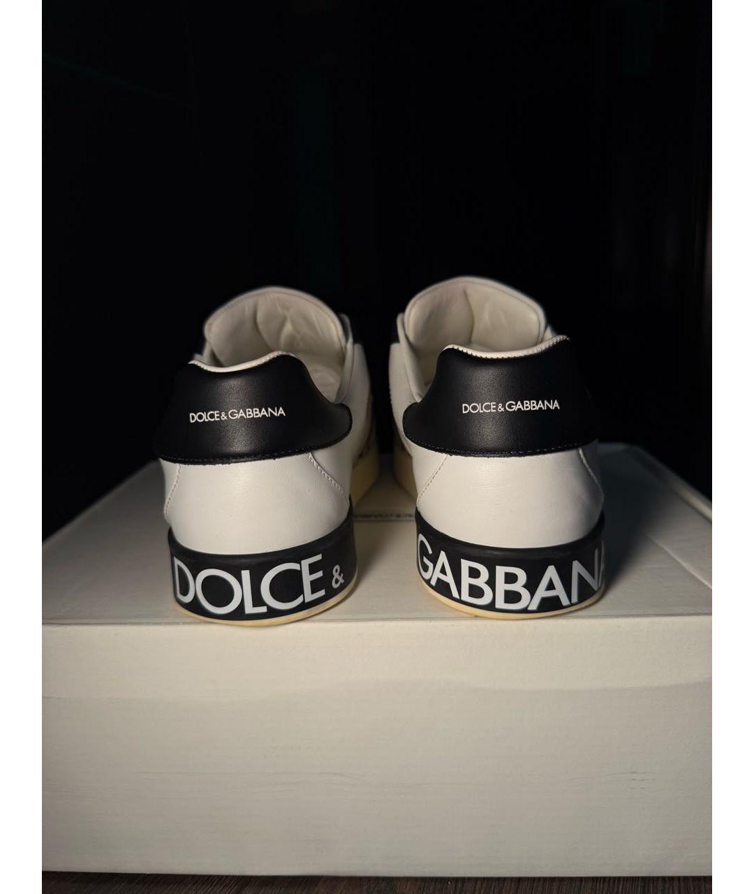 DOLCE&GABBANA Белые кожаные кеды, фото 4
