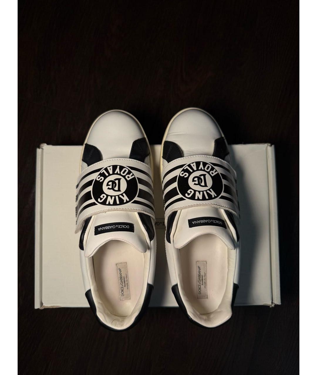 DOLCE&GABBANA Белые кожаные кеды, фото 3