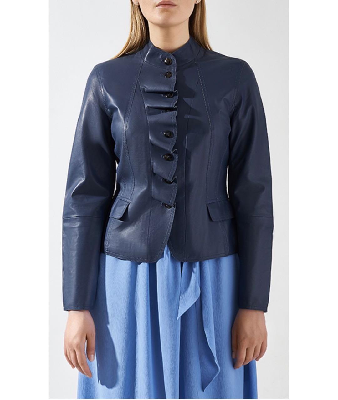 ESCADA Синяя кожаная куртка, фото 3