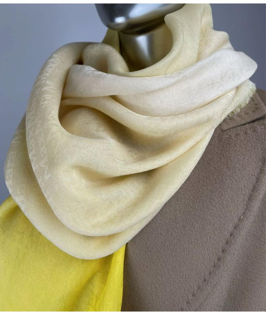 MAX MARA Желтый хлопковый шарф, фото 7
