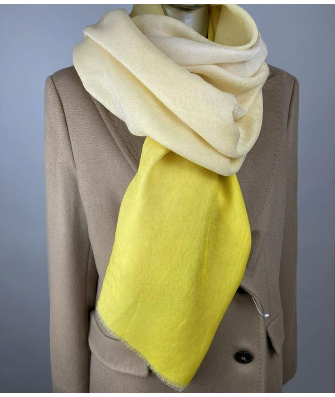 MAX MARA Желтый хлопковый шарф, фото 4