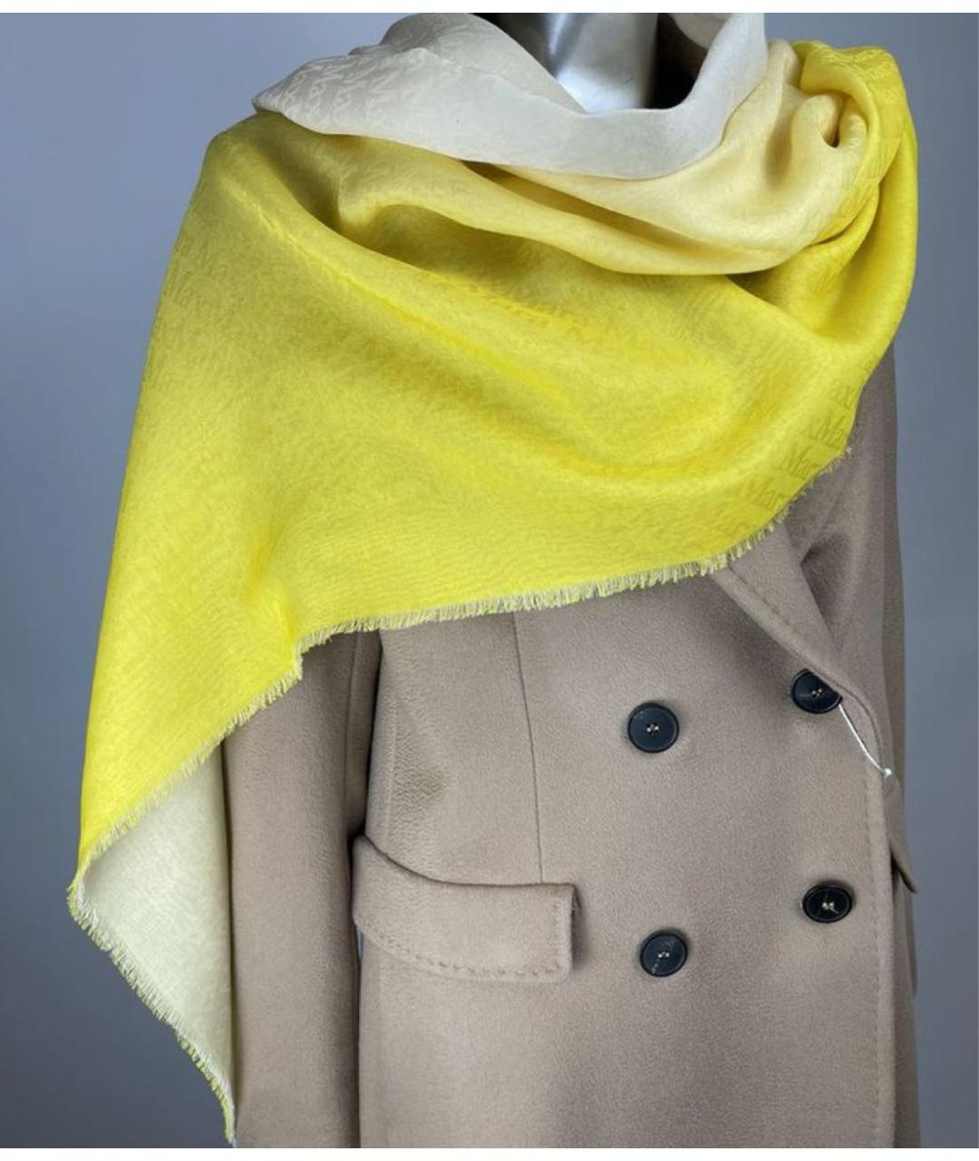 MAX MARA Желтый хлопковый шарф, фото 5