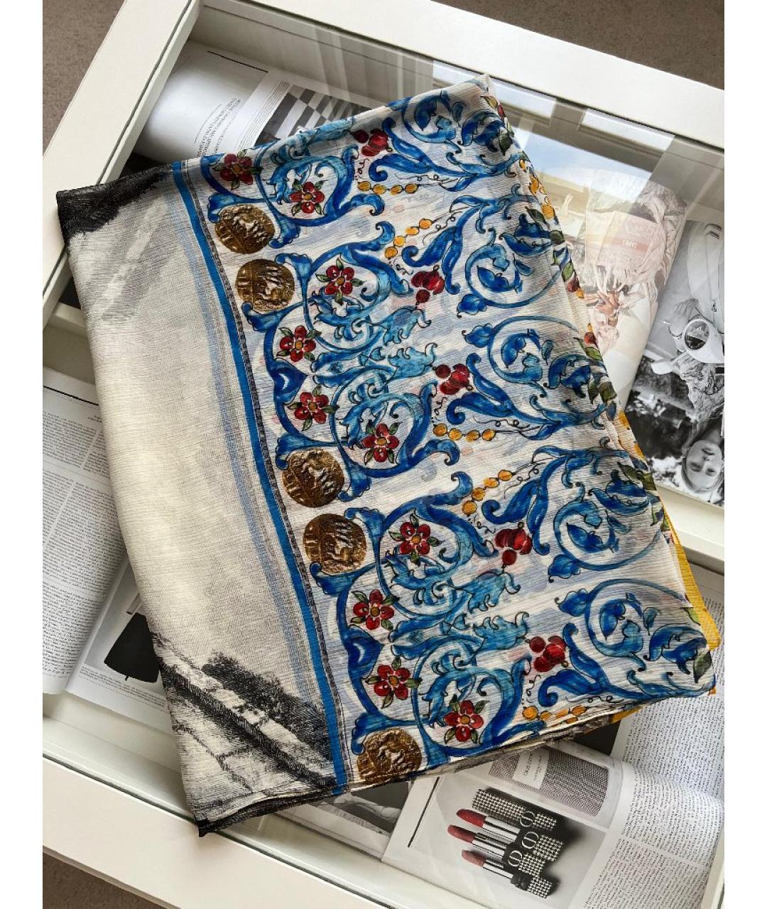 DOLCE&GABBANA Горчичный хлопковый шарф, фото 10