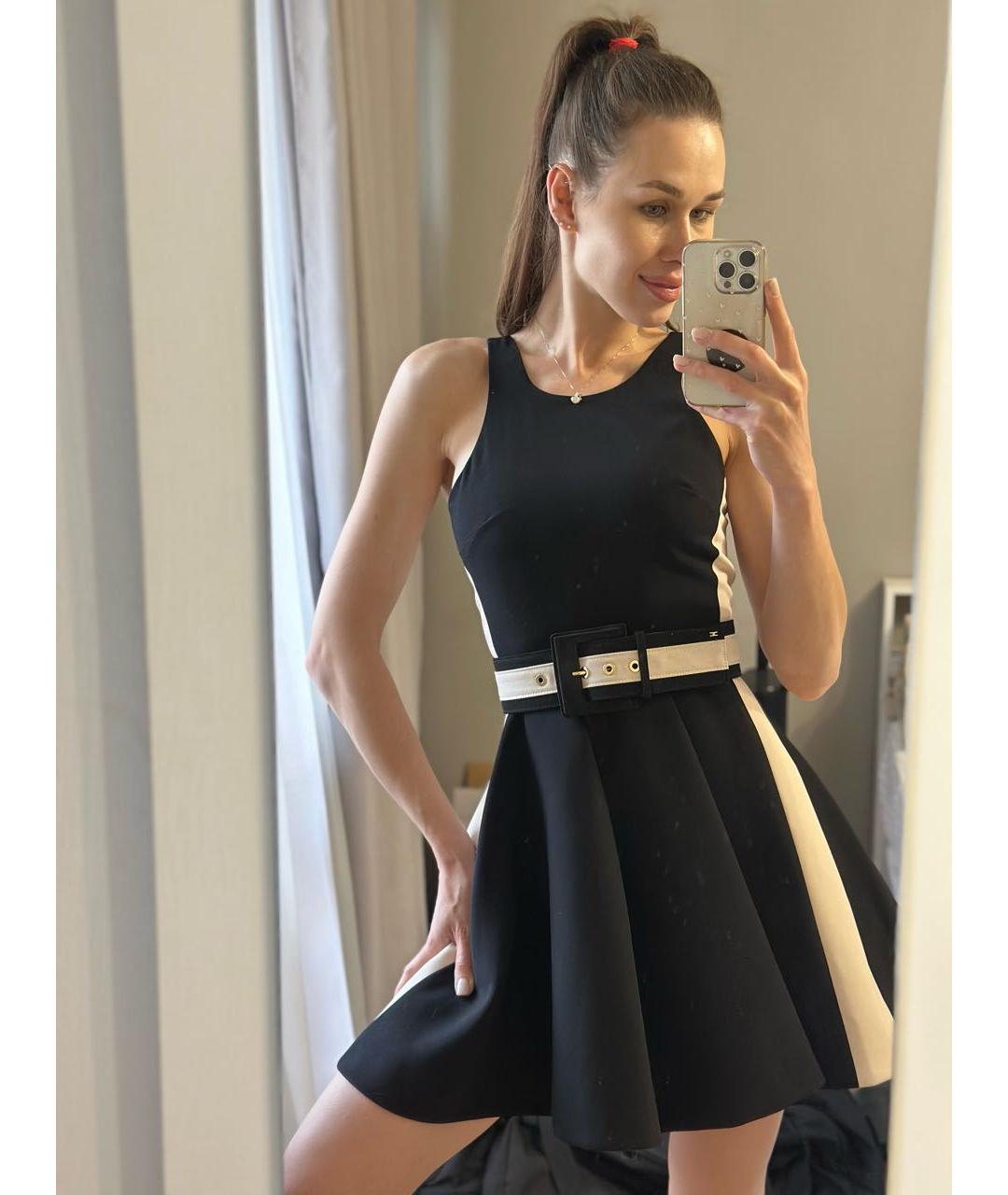 ELISABETTA FRANCHI Черное полиэстеровое коктейльное платье, фото 5