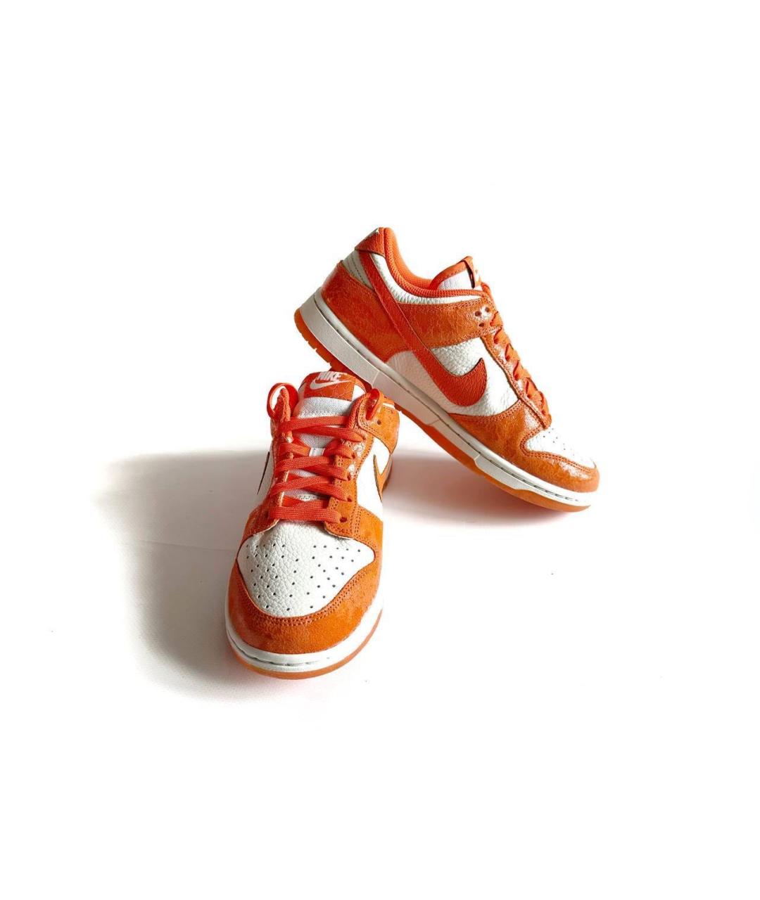 NIKE Оранжевое кожаные низкие кроссовки / кеды, фото 2