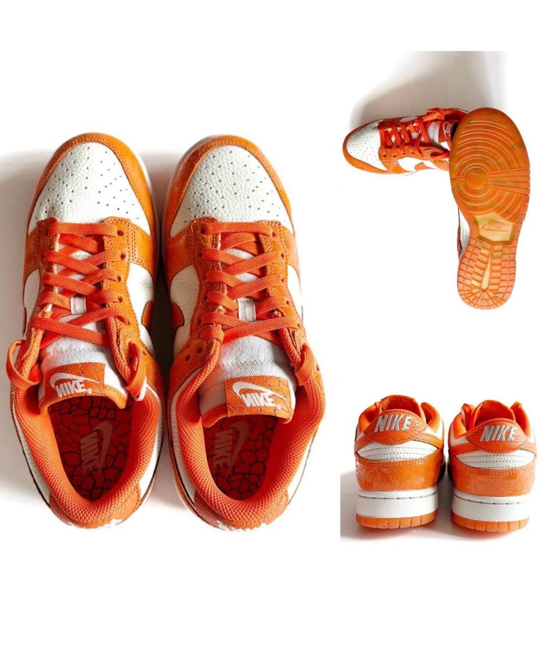 NIKE Оранжевое кожаные низкие кроссовки / кеды, фото 3