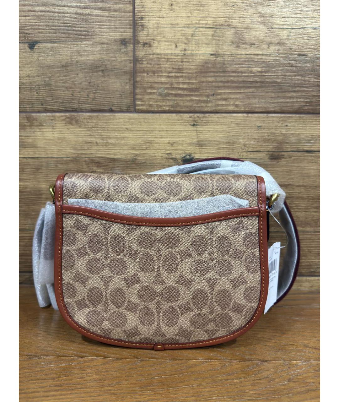 COACH Коричневая сумка через плечо из искусственной кожи, фото 3