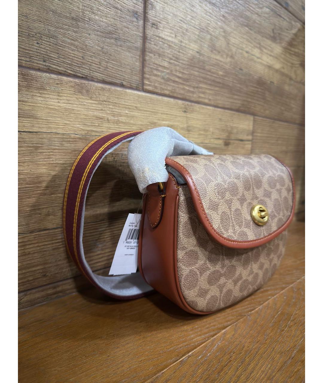 COACH Коричневая сумка через плечо из искусственной кожи, фото 2