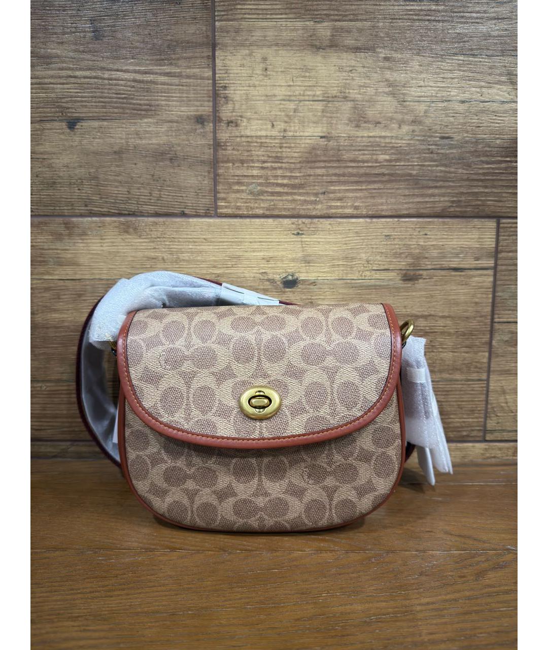 COACH Коричневая сумка через плечо из искусственной кожи, фото 4