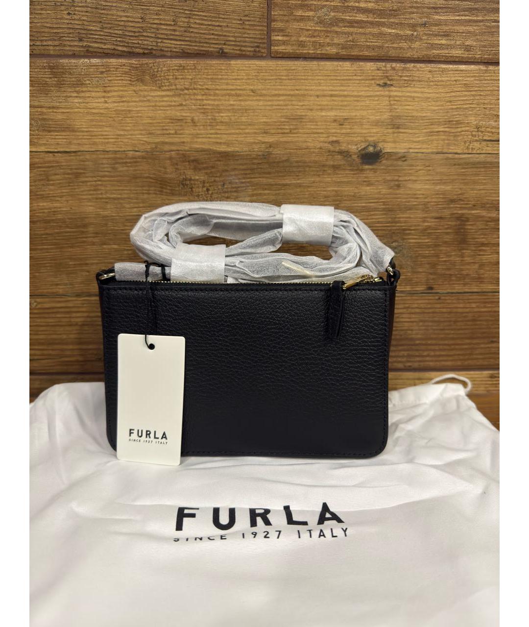 FURLA Черная кожаная сумка через плечо, фото 3