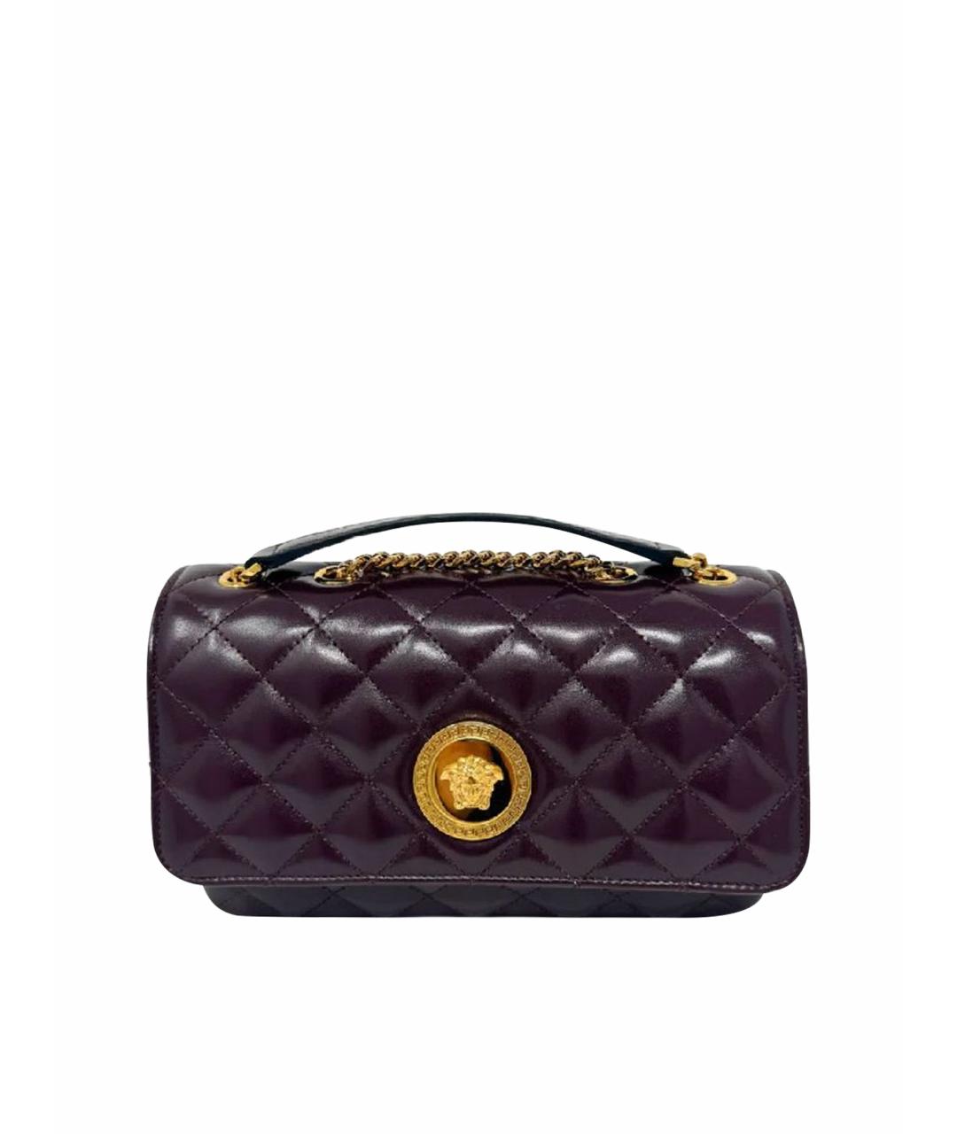 VERSACE Бордовая кожаная сумка через плечо, фото 1