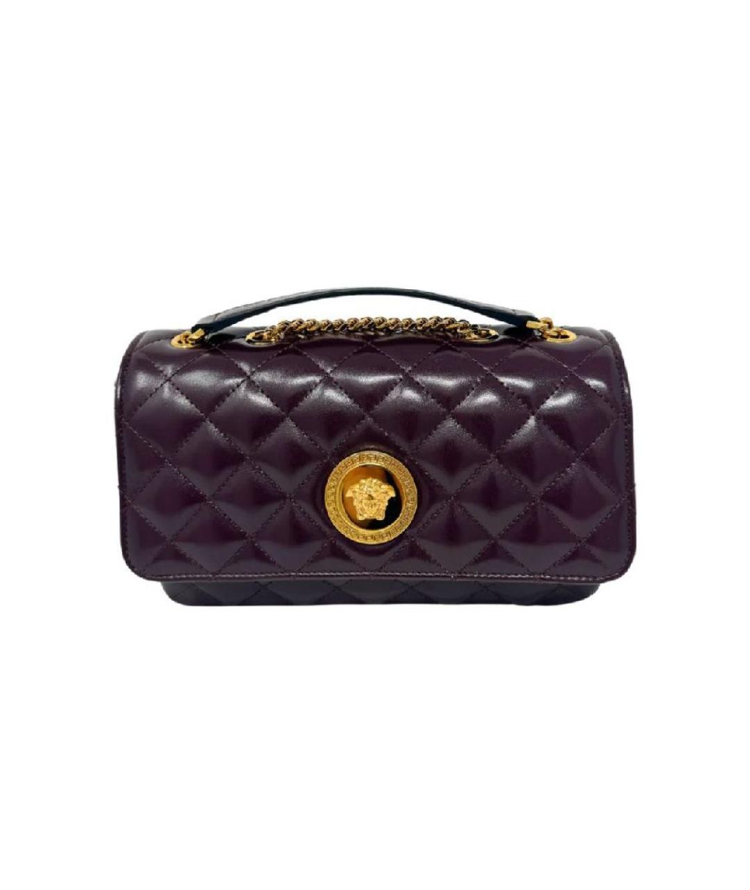 VERSACE Бордовая кожаная сумка через плечо, фото 4