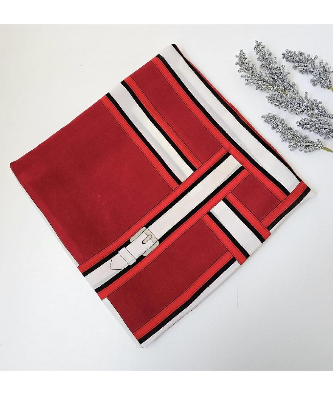 BURBERRY Красный хлопковый шарф, фото 9