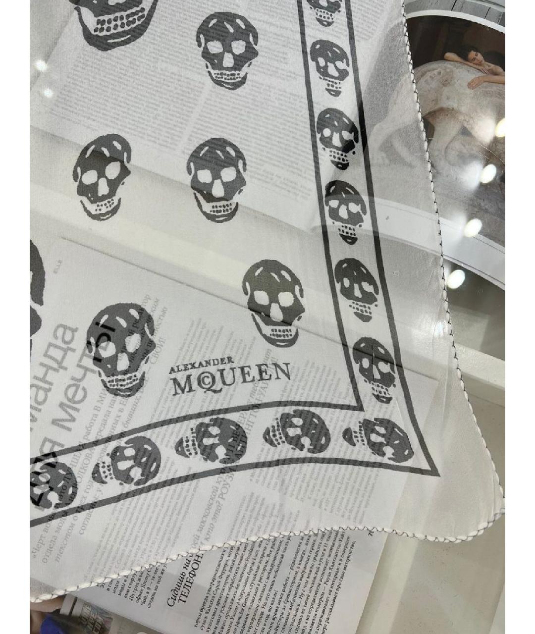 ALEXANDER MCQUEEN Черный шелковый шарф, фото 7