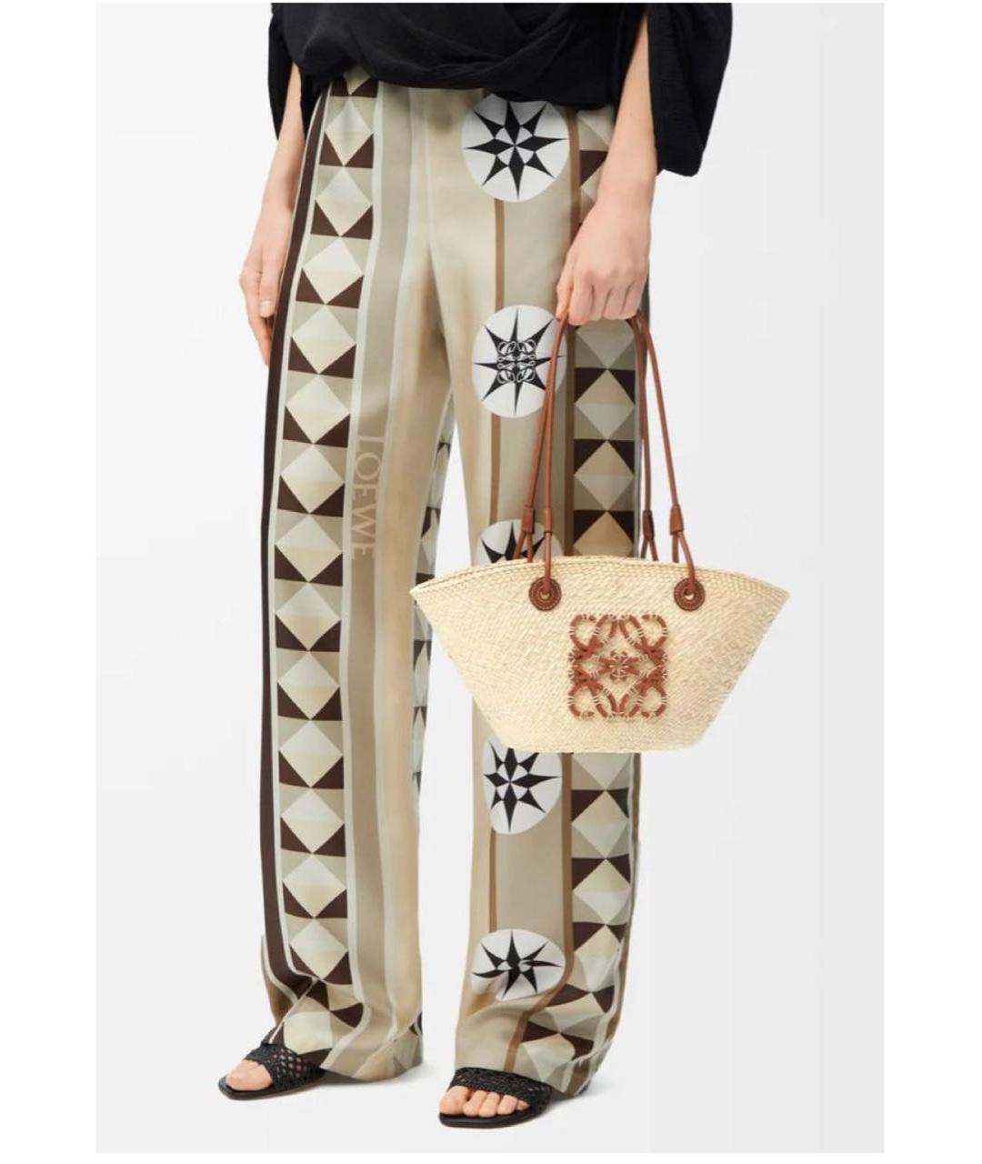 LOEWE Бежевая пелетеная пляжная сумка, фото 2