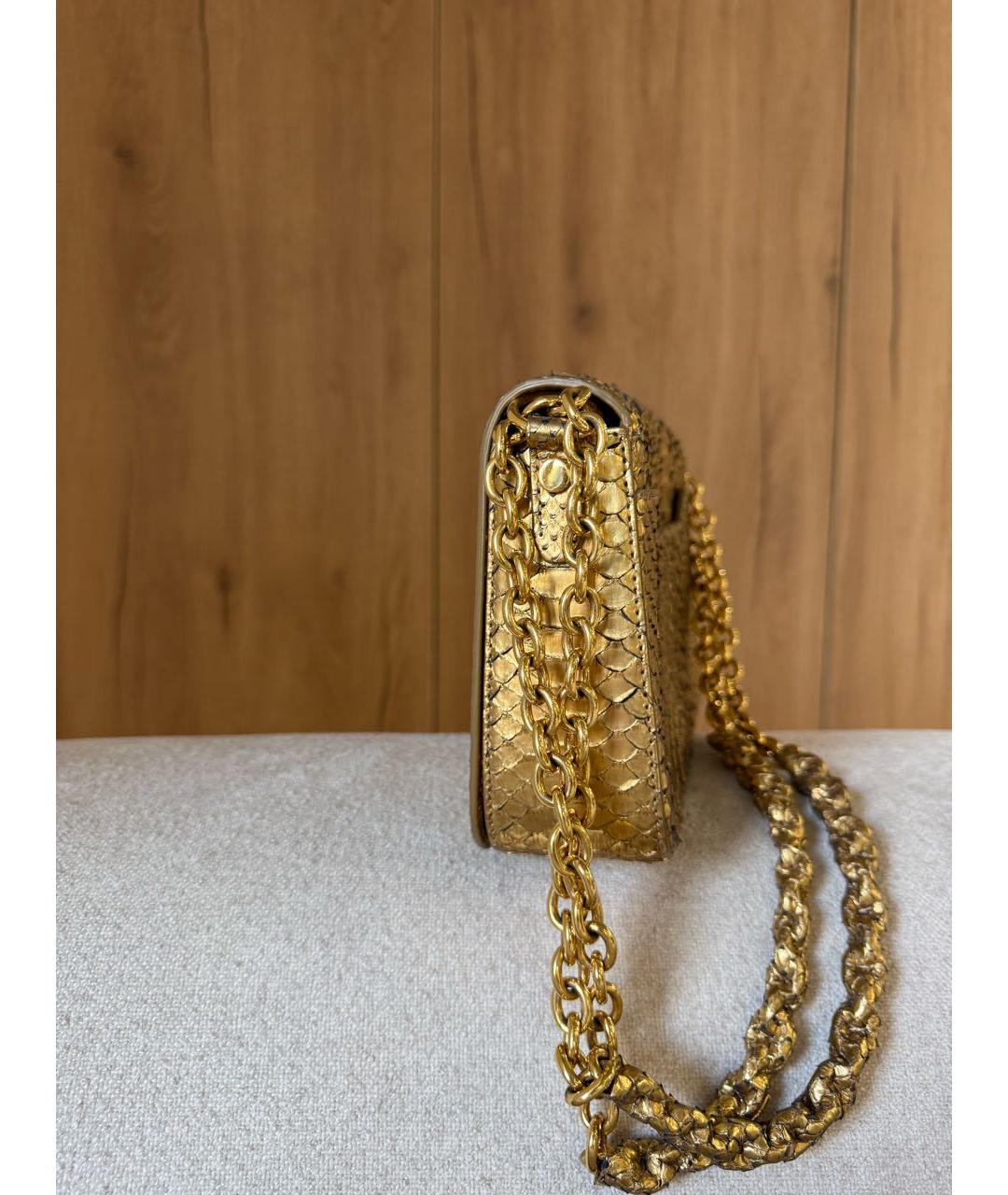 TOM FORD Золотая сумка через плечо из экзотической кожи, фото 3