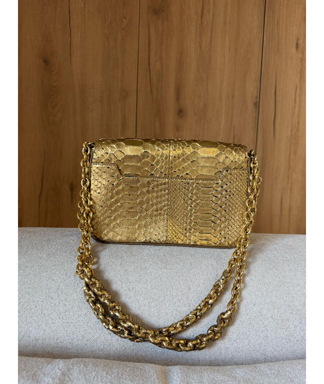 TOM FORD Золотая сумка через плечо из экзотической кожи, фото 2