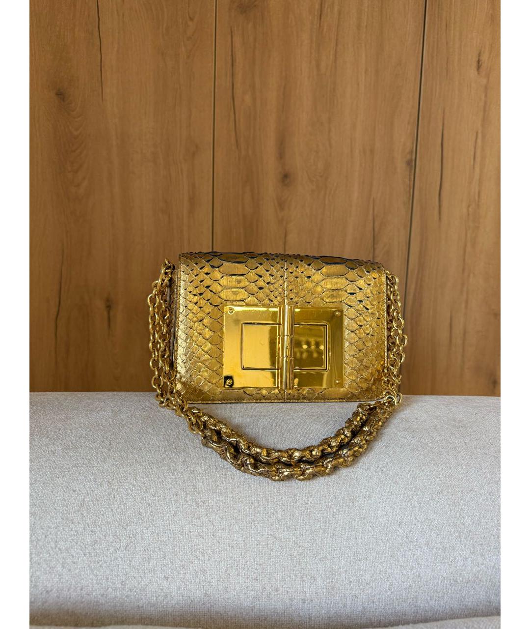 TOM FORD Золотая сумка через плечо из экзотической кожи, фото 9