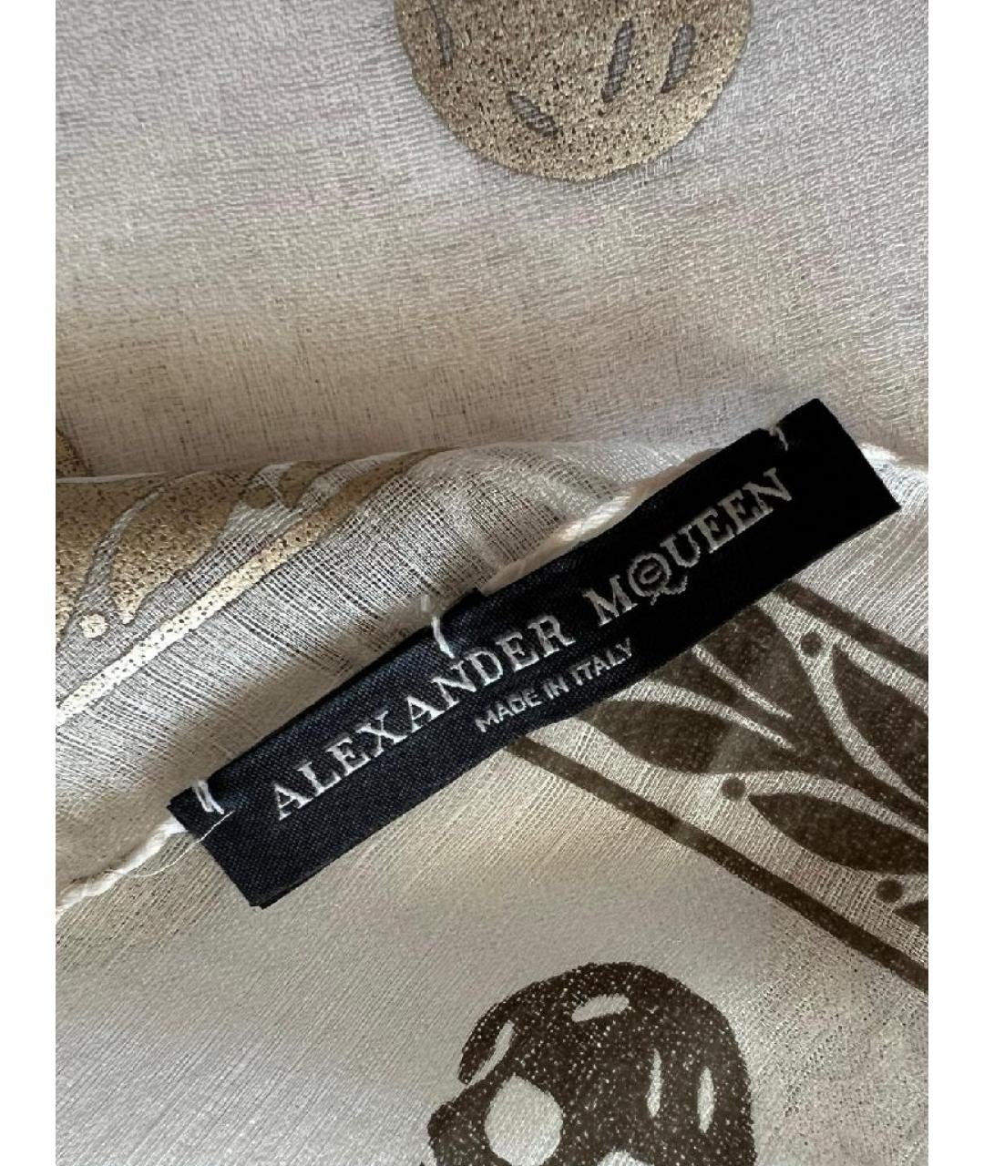ALEXANDER MCQUEEN Белый хлопковый шарф, фото 3
