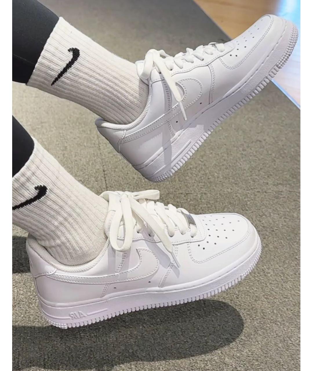 NIKE Белые кожаные низкие кроссовки / кеды, фото 5