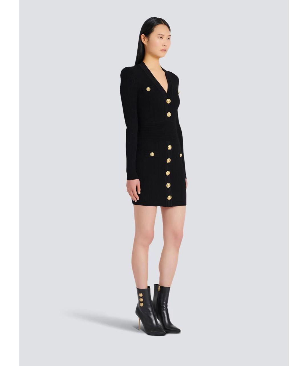BALMAIN Черное вискозное повседневное платье, фото 2