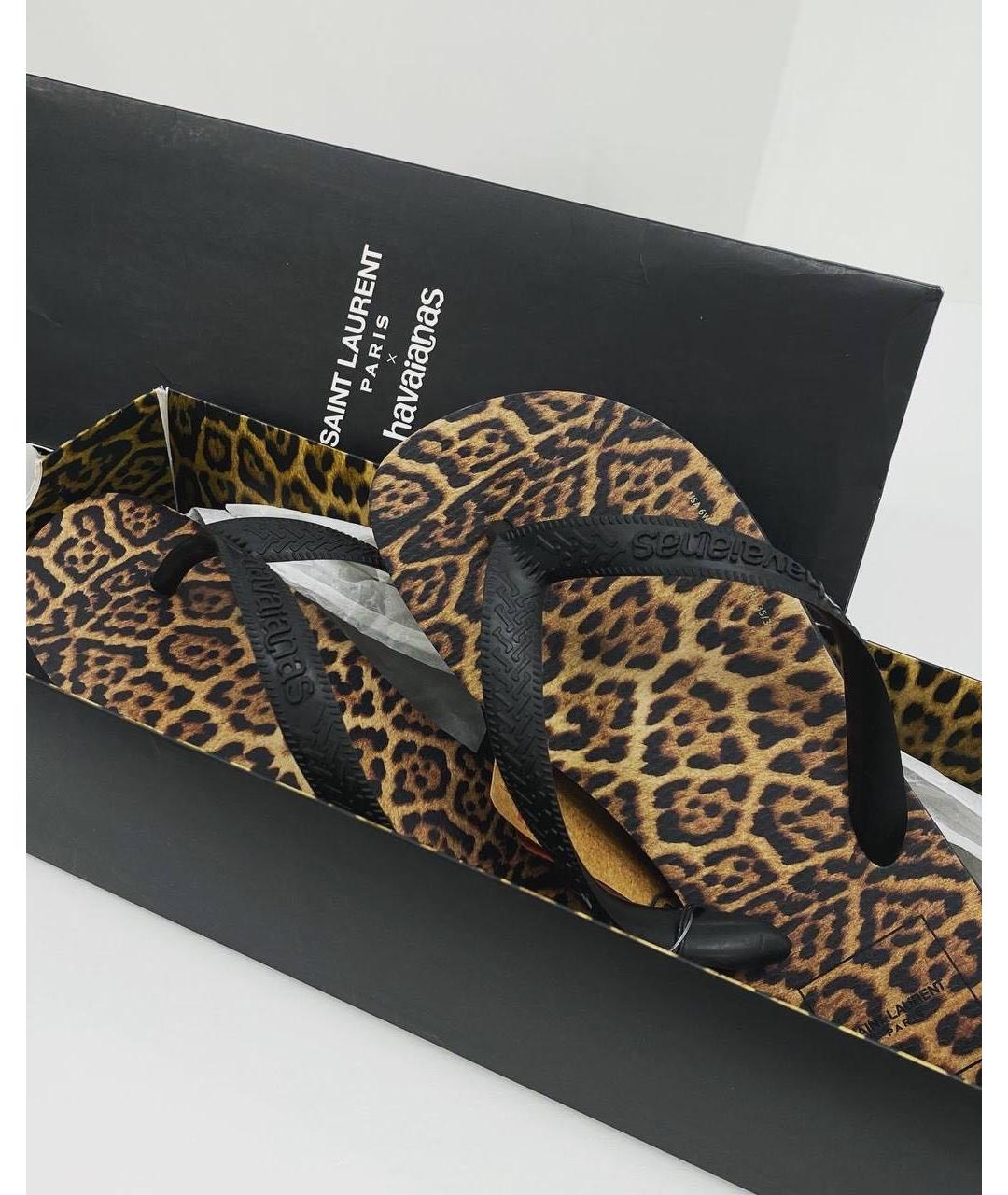SAINT LAURENT Черные шлепанцы, фото 4