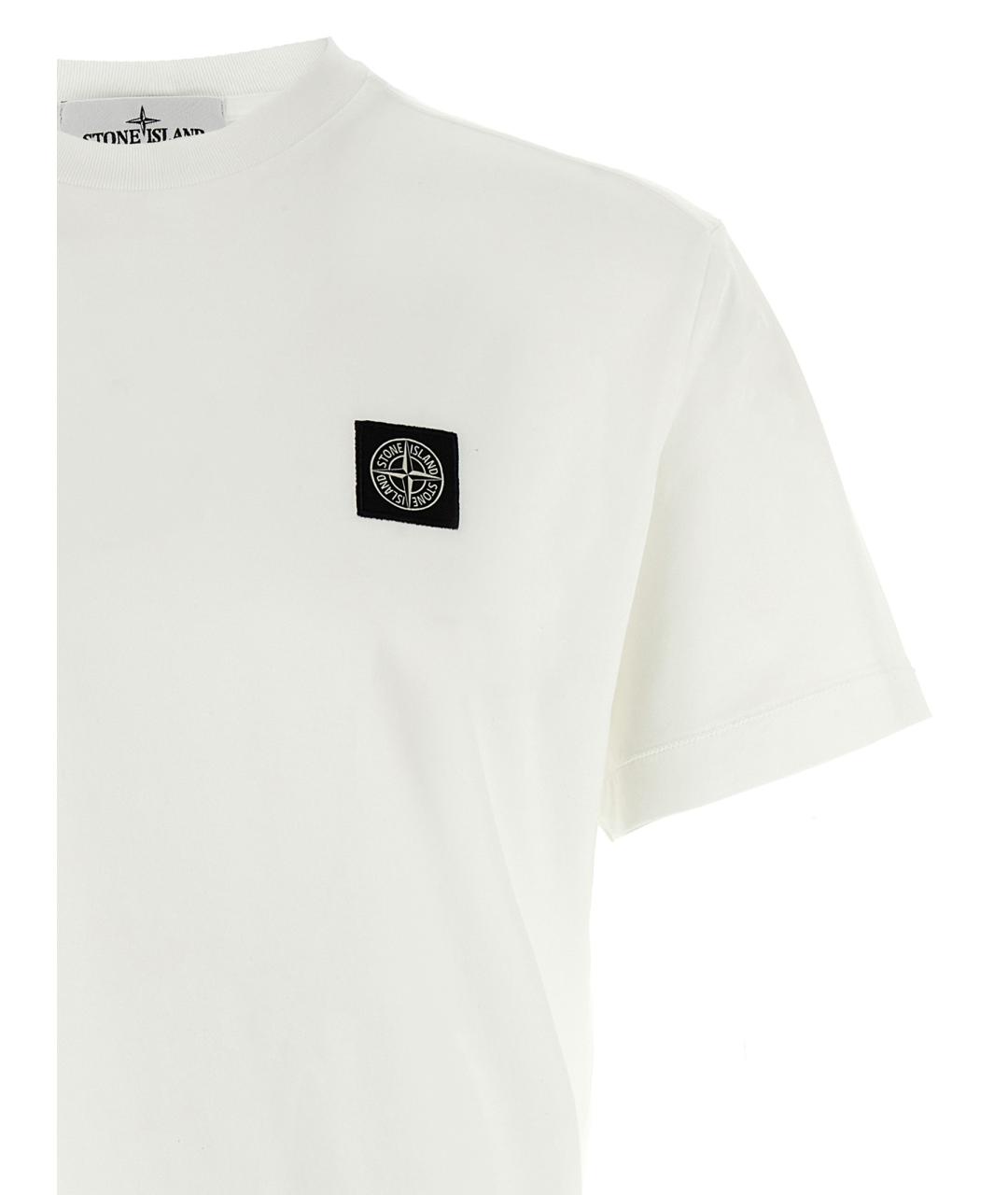 STONE ISLAND Белая хлопковая футболка, фото 2
