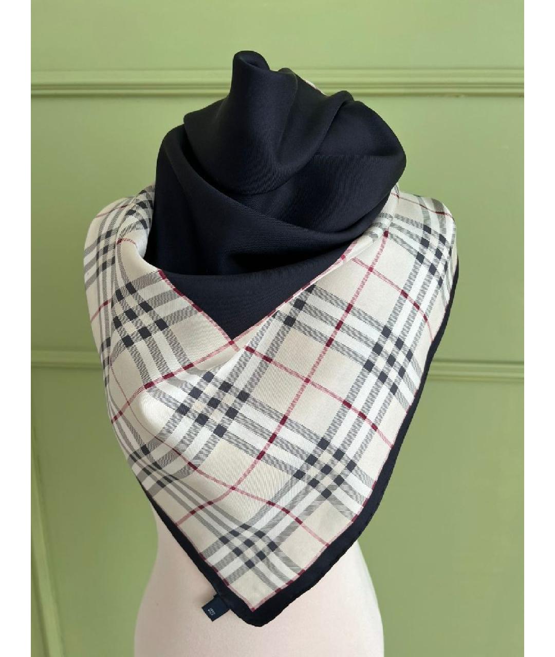 BURBERRY Черный шелковый шарф, фото 6