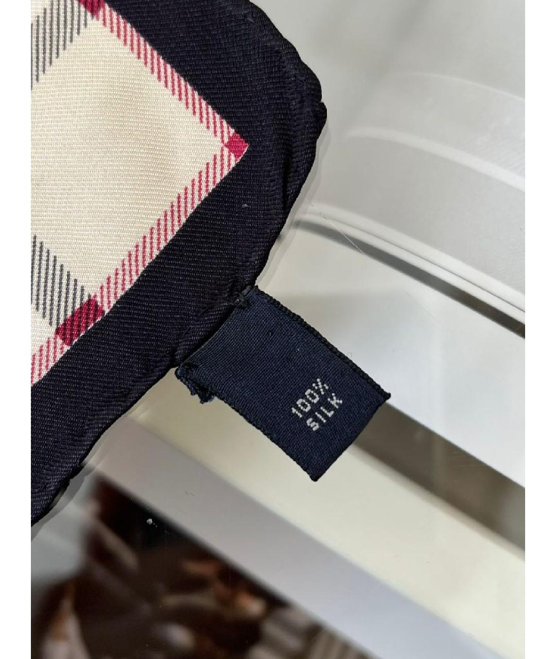 BURBERRY Черный шелковый шарф, фото 8