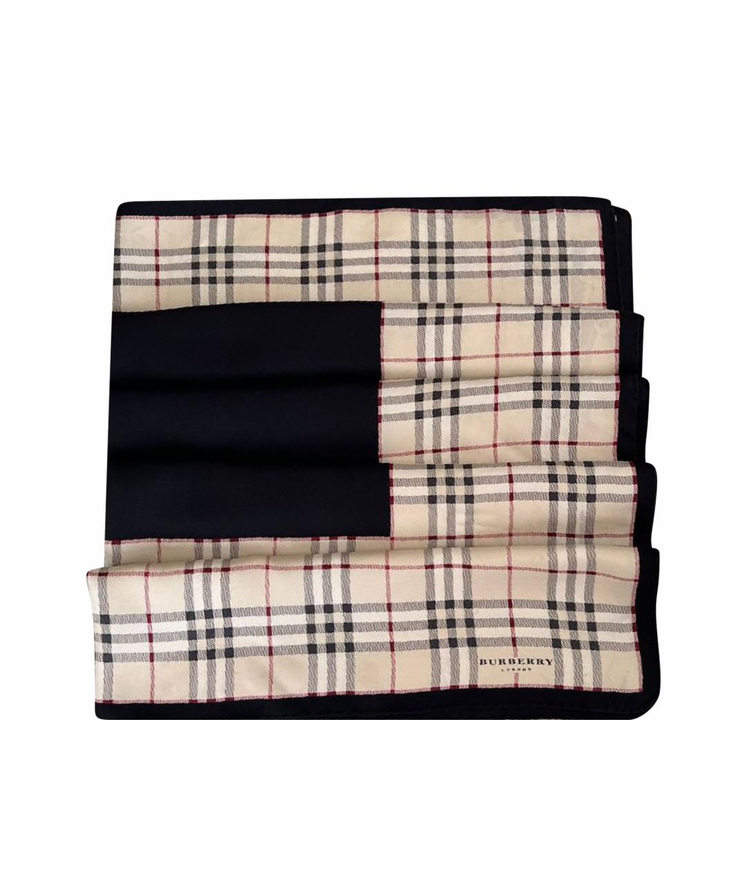 BURBERRY Черный шелковый шарф, фото 1