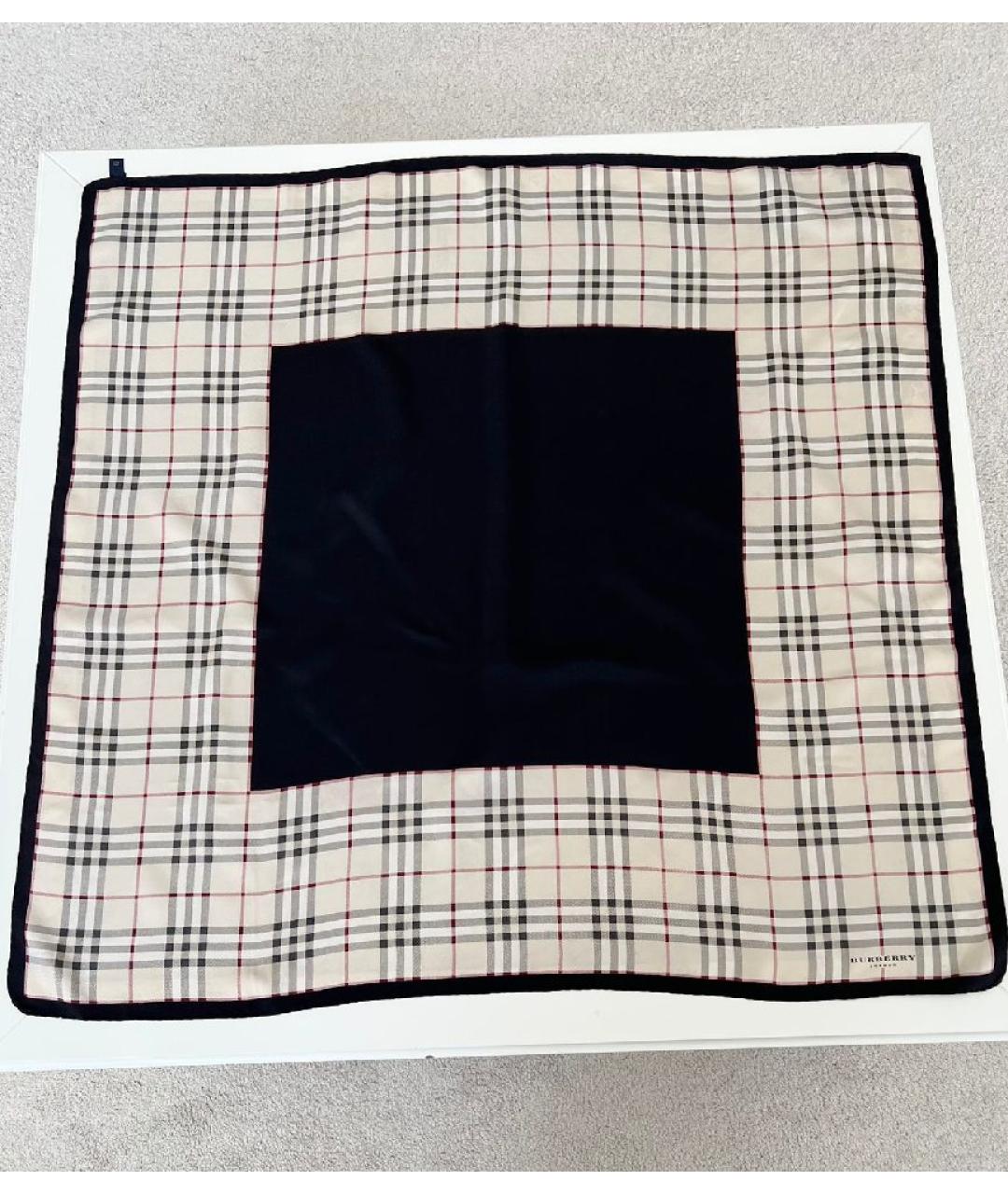BURBERRY Черный шелковый шарф, фото 4