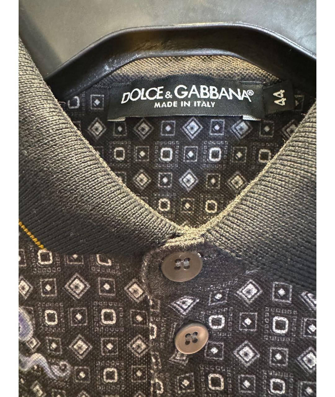 DOLCE&GABBANA Черное хлопковое поло с коротким рукавом, фото 3