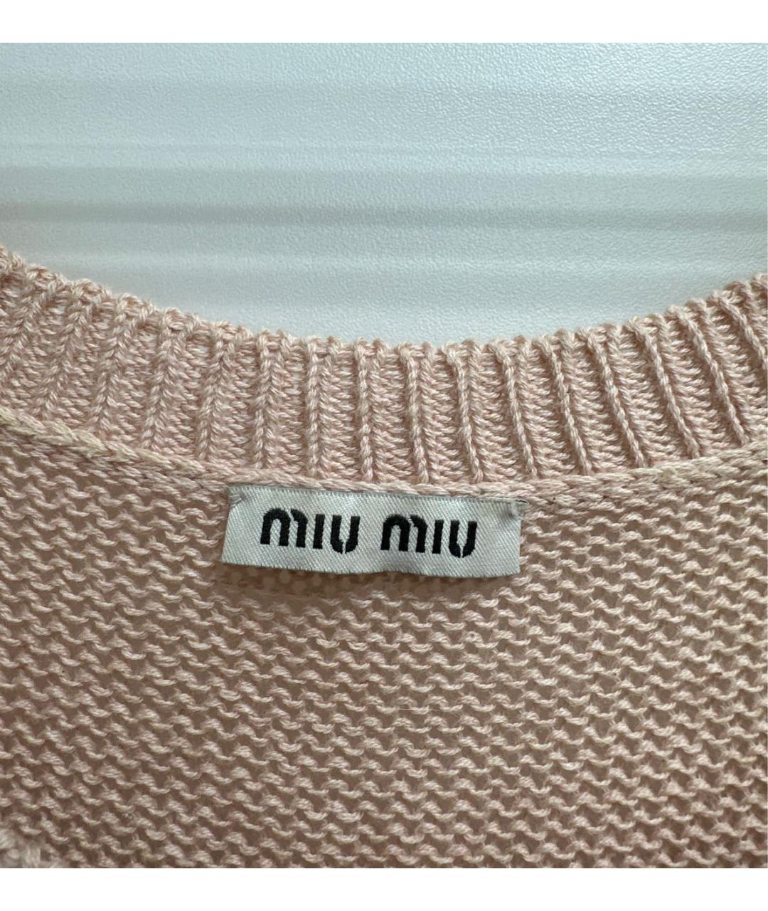 MIU MIU Бежевая хлопковая майка, фото 4