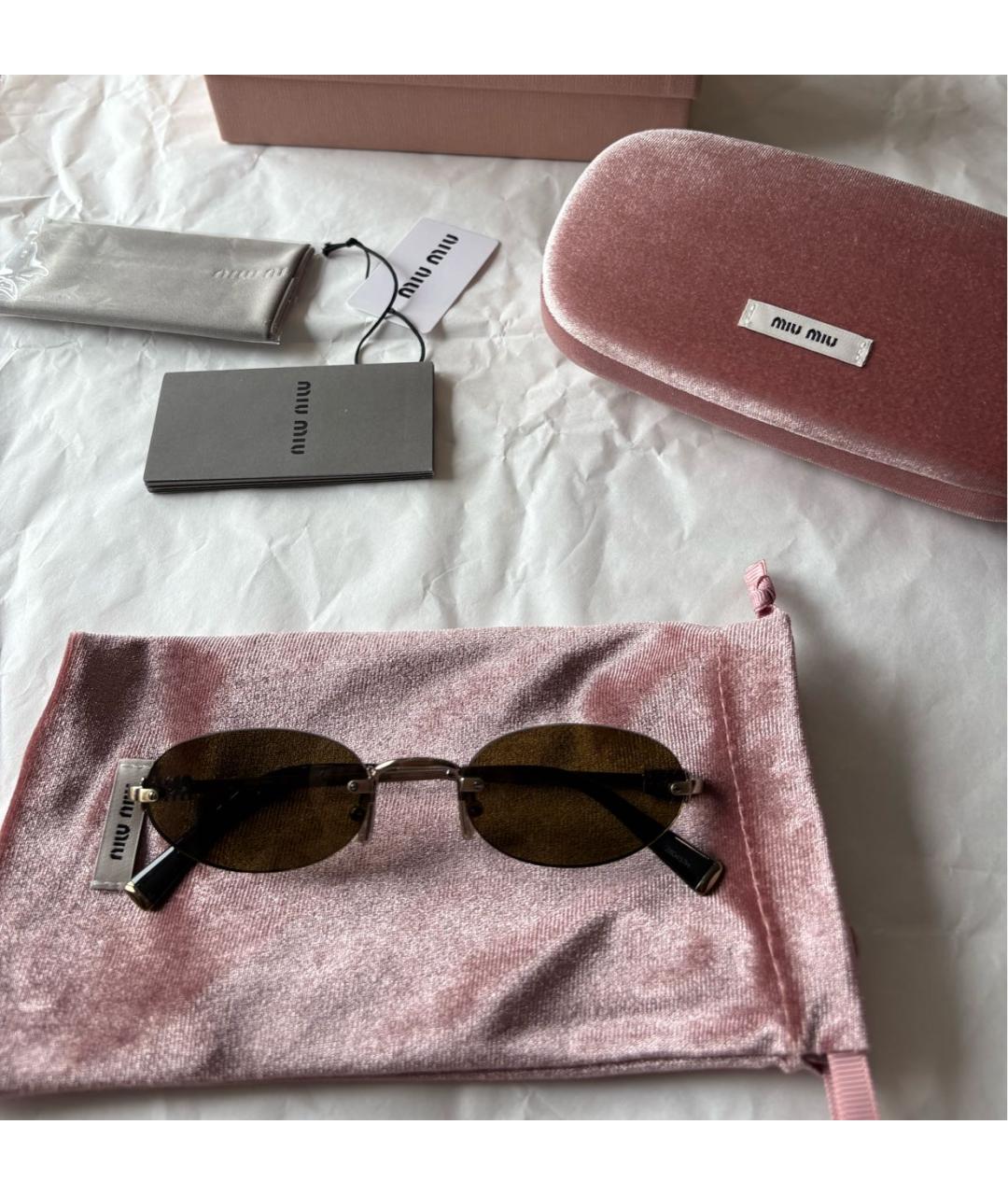 MIU MIU Коричневые металлические солнцезащитные очки, фото 5