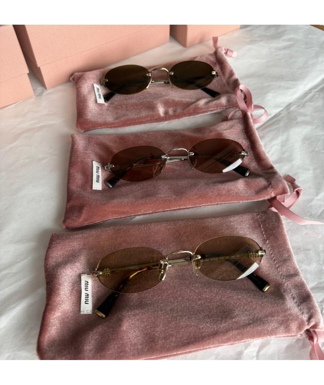 MIU MIU Коричневые металлические солнцезащитные очки, фото 8