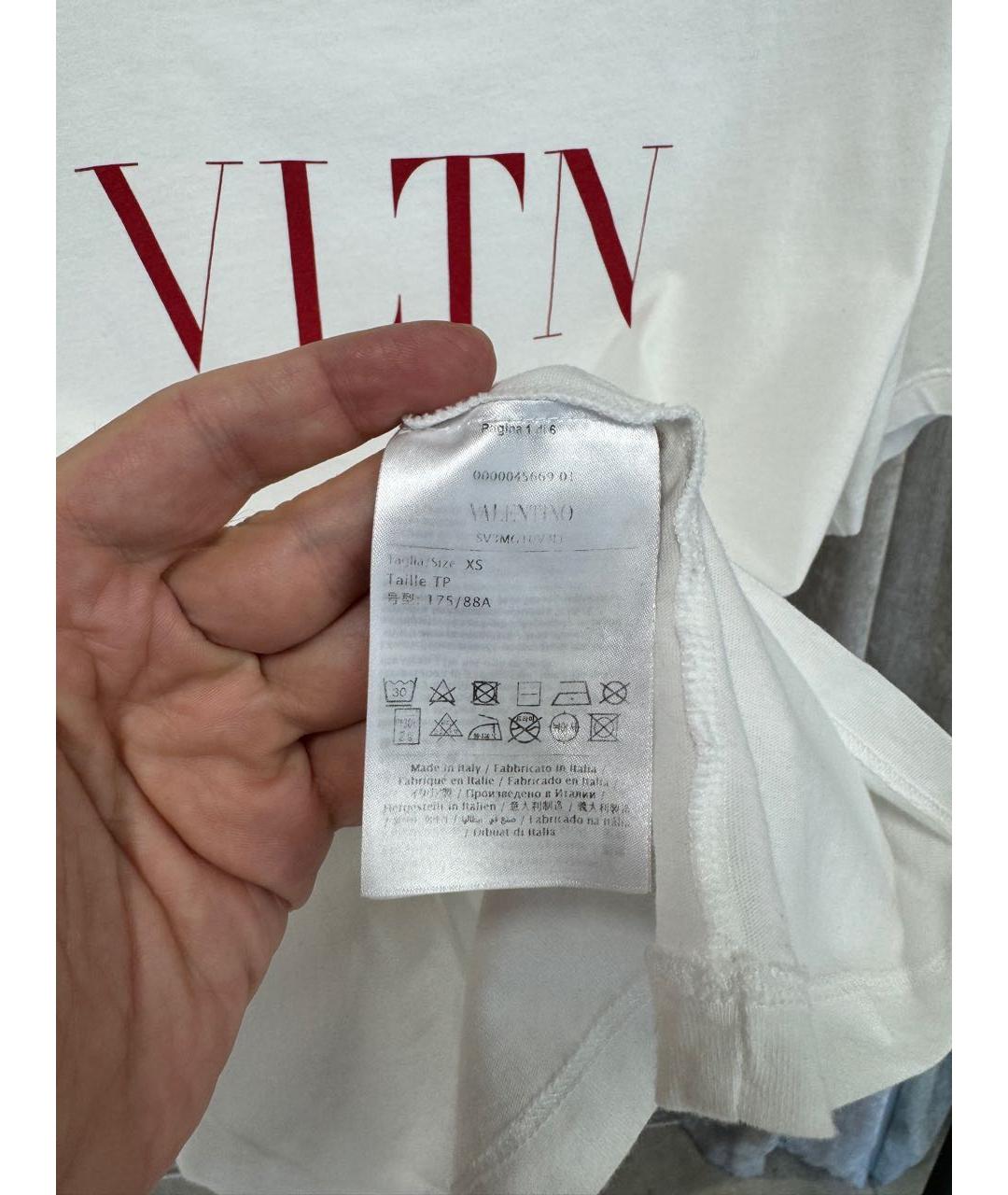 VALENTINO Белая хлопковая футболка, фото 4