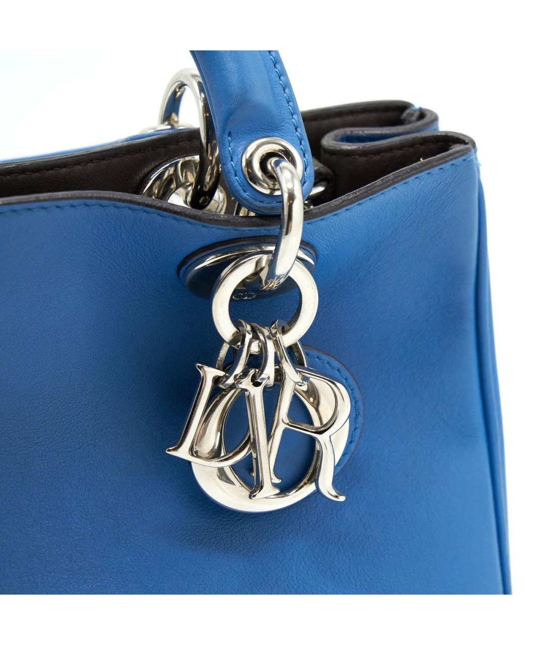 CHRISTIAN DIOR Голубая кожаная сумка тоут, фото 5