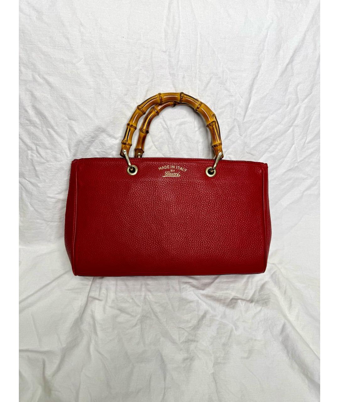 GUCCI Красная кожаная сумка тоут, фото 9