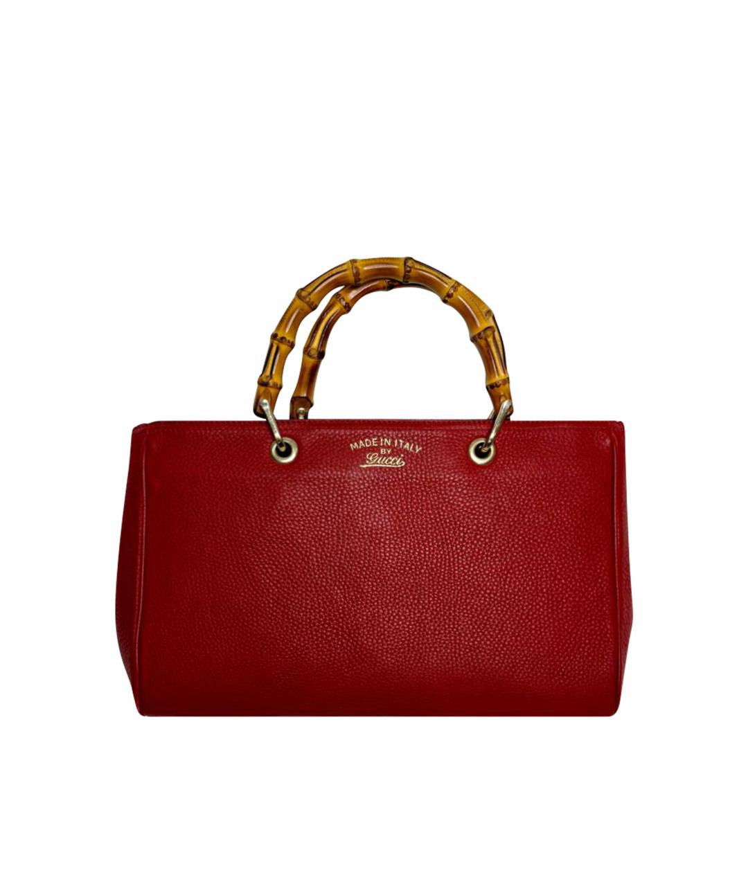 GUCCI Красная кожаная сумка тоут, фото 1