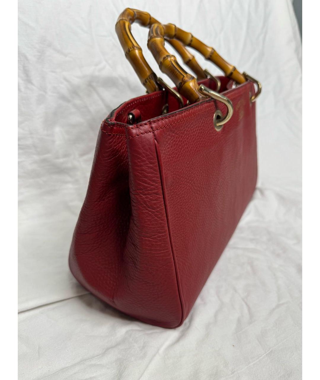 GUCCI Красная кожаная сумка тоут, фото 3
