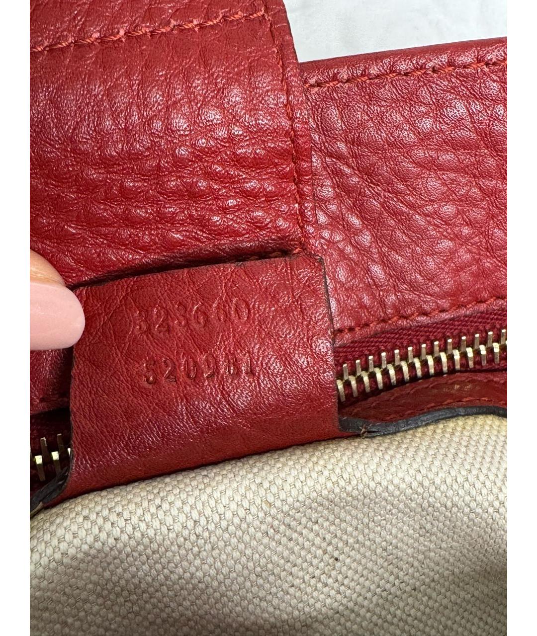 GUCCI Красная кожаная сумка тоут, фото 8