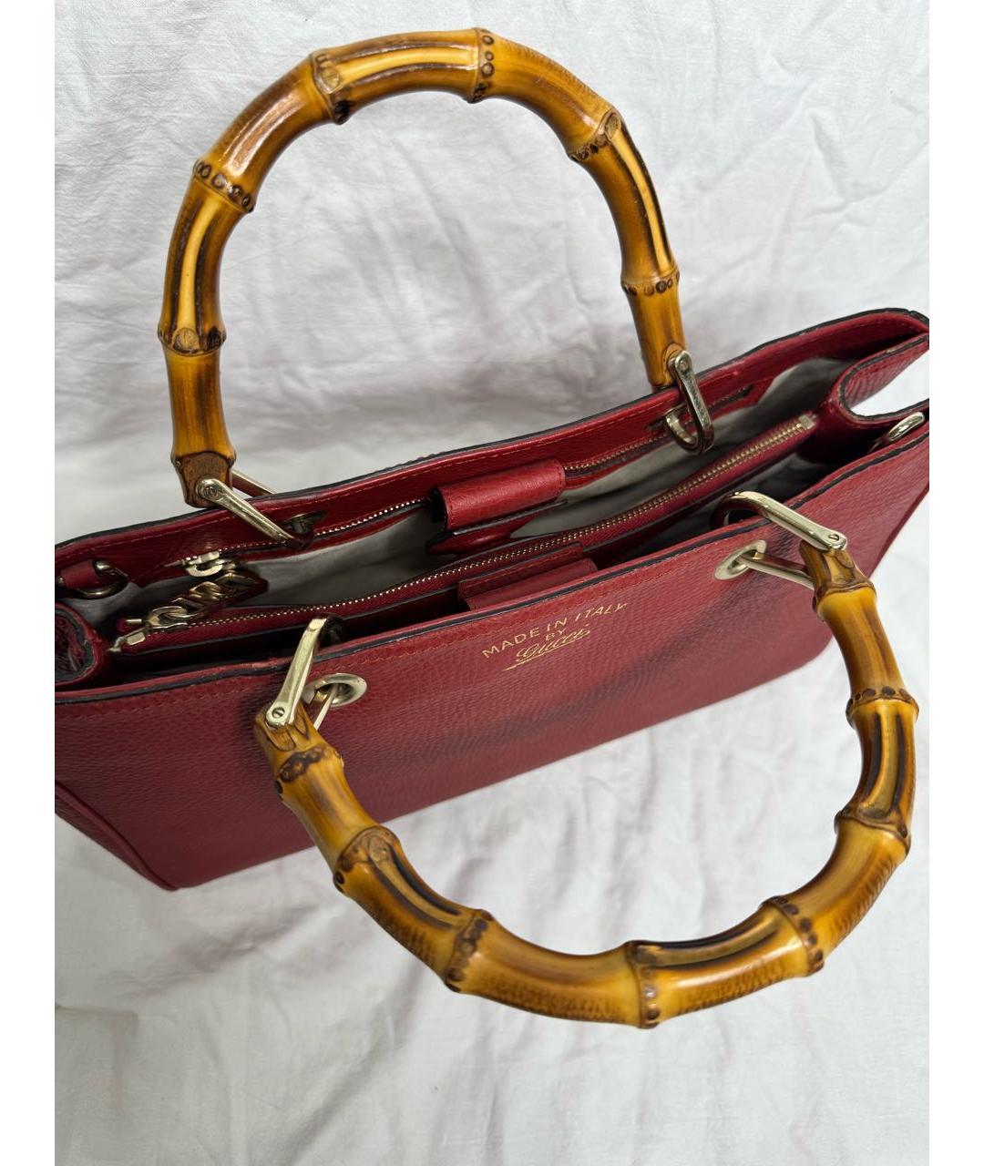 GUCCI Красная кожаная сумка тоут, фото 2