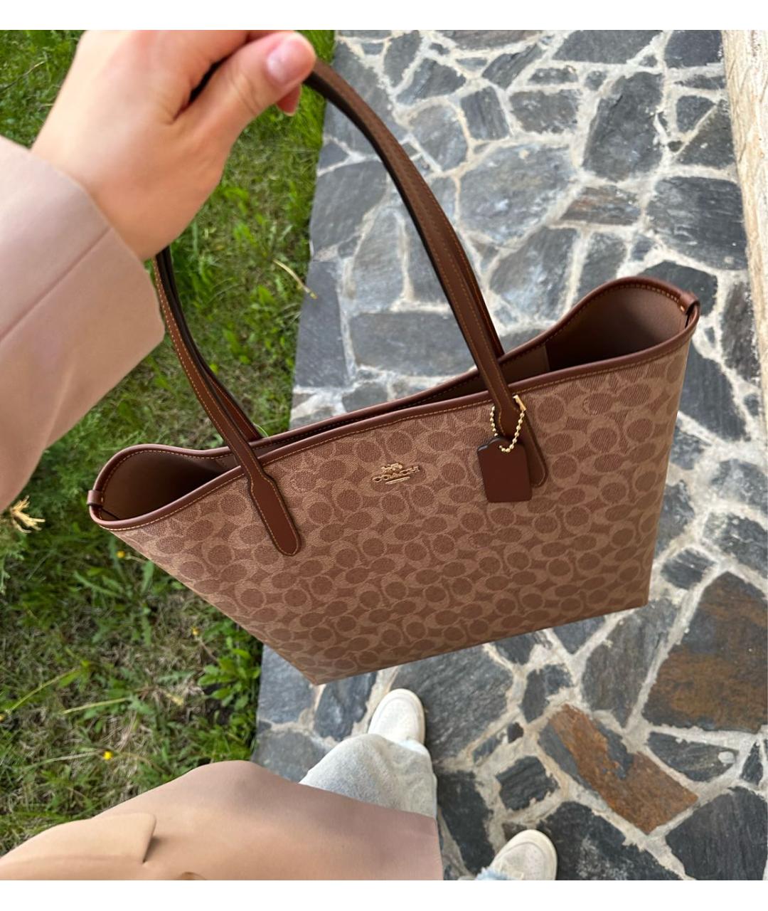 COACH Бежевая сумка тоут, фото 5