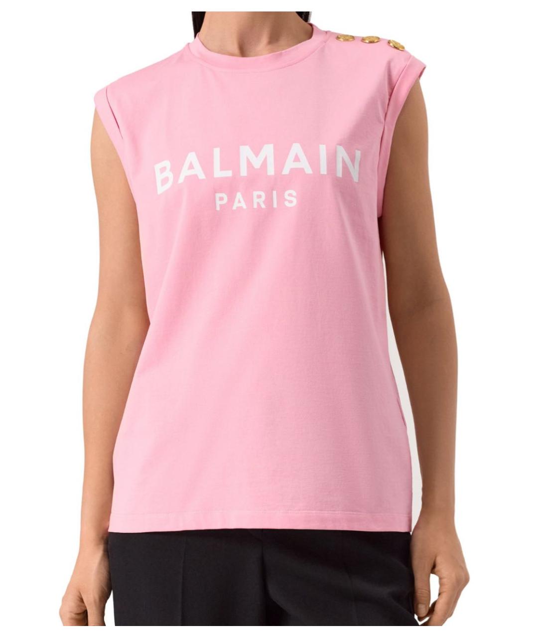 BALMAIN Розовая хлопковая майка, фото 2