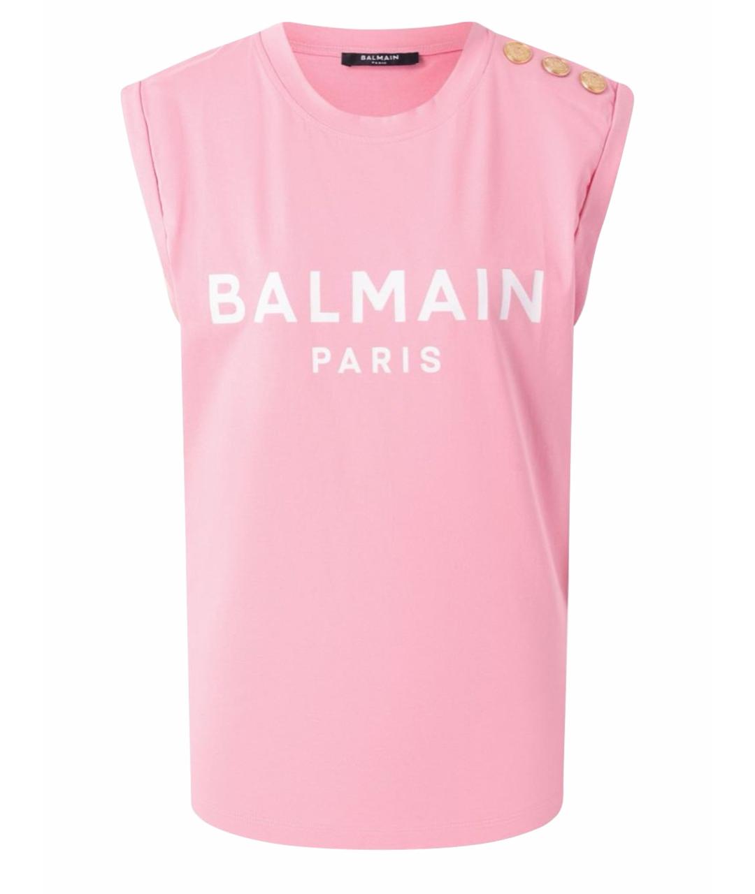 BALMAIN Розовая хлопковая майка, фото 1