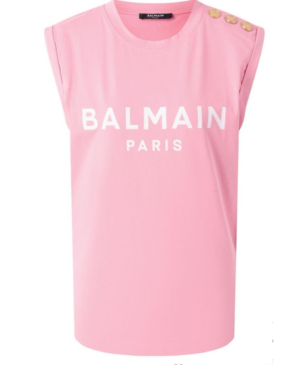 BALMAIN Розовая хлопковая майка, фото 4